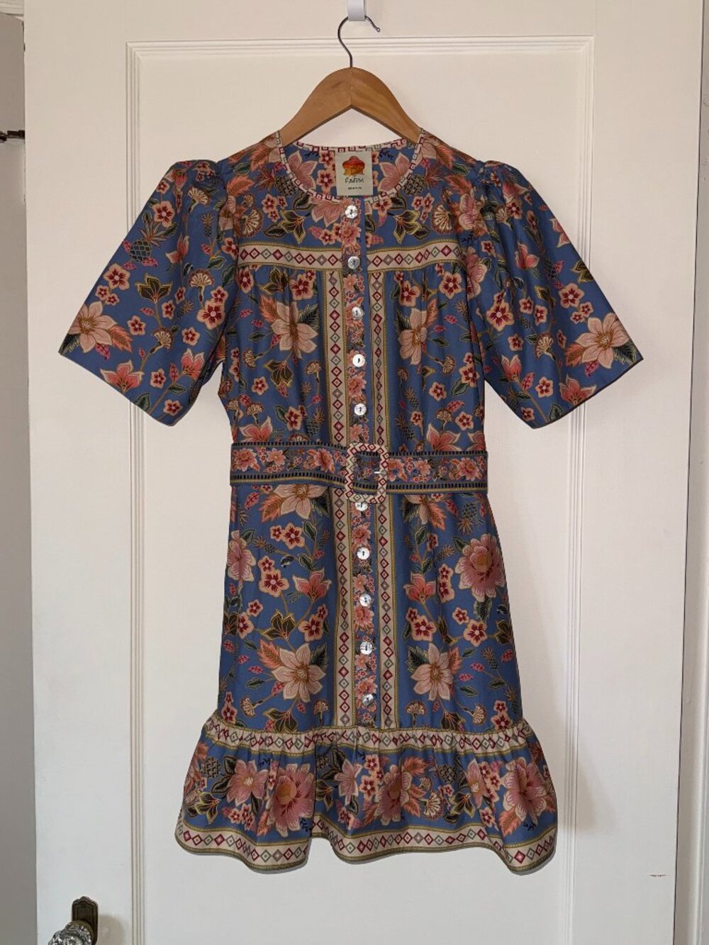 FARM Rio Blue Floral Mini Dress - Picture 1 of 14